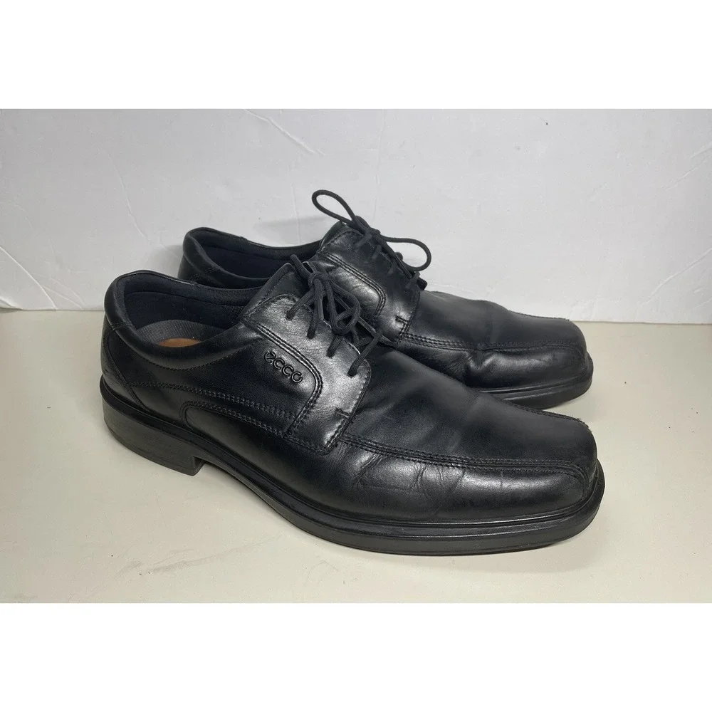 ECCO Men's Dress Shoes Size EU 47 US 13 Leather Black lace up